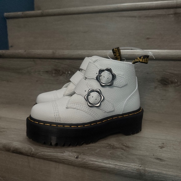 Dr. Martens Devon Flower Buckle Platform Boots - Picture 1 of 6